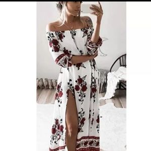 Vintage Floral off the Shoulder Maxi